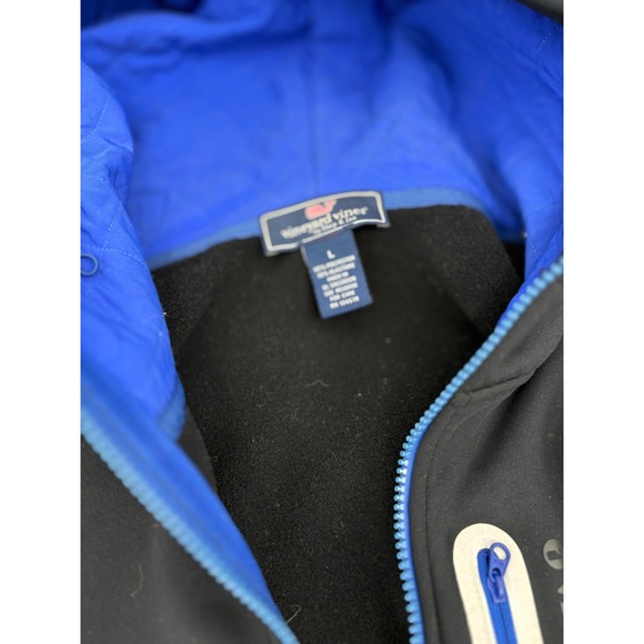 Vineyard Vines Mens Full Zip Softshell Hoodie Black Blue Performance Jacket L - Picture 3 of 5